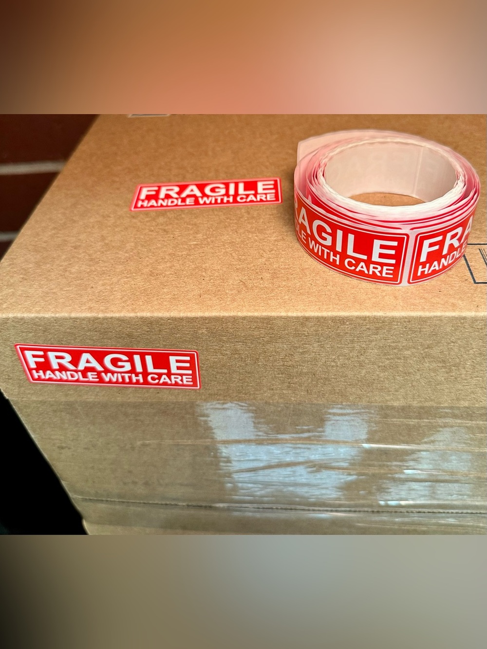 75 Fragile Handle With Care Stickers 3" x 1"